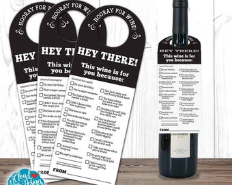 Wine Tags, Wine Labels - Thank you Wine Tag- Wine Bottle Tag - Birthday Wine - Wine Gift -PRINTABLE-Happy Birthday - Funny Gift