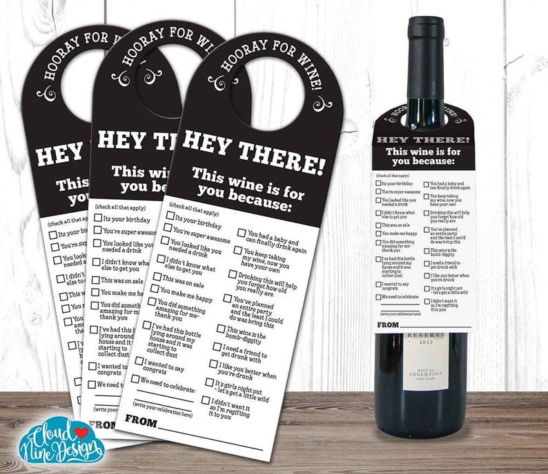 Wine Tags, Wine Labels Thank you Wine Tag Wine Bottle Tag Birthday Wine Wine Gift PRINTABLE-Happy Birthday Funny Gift image 1