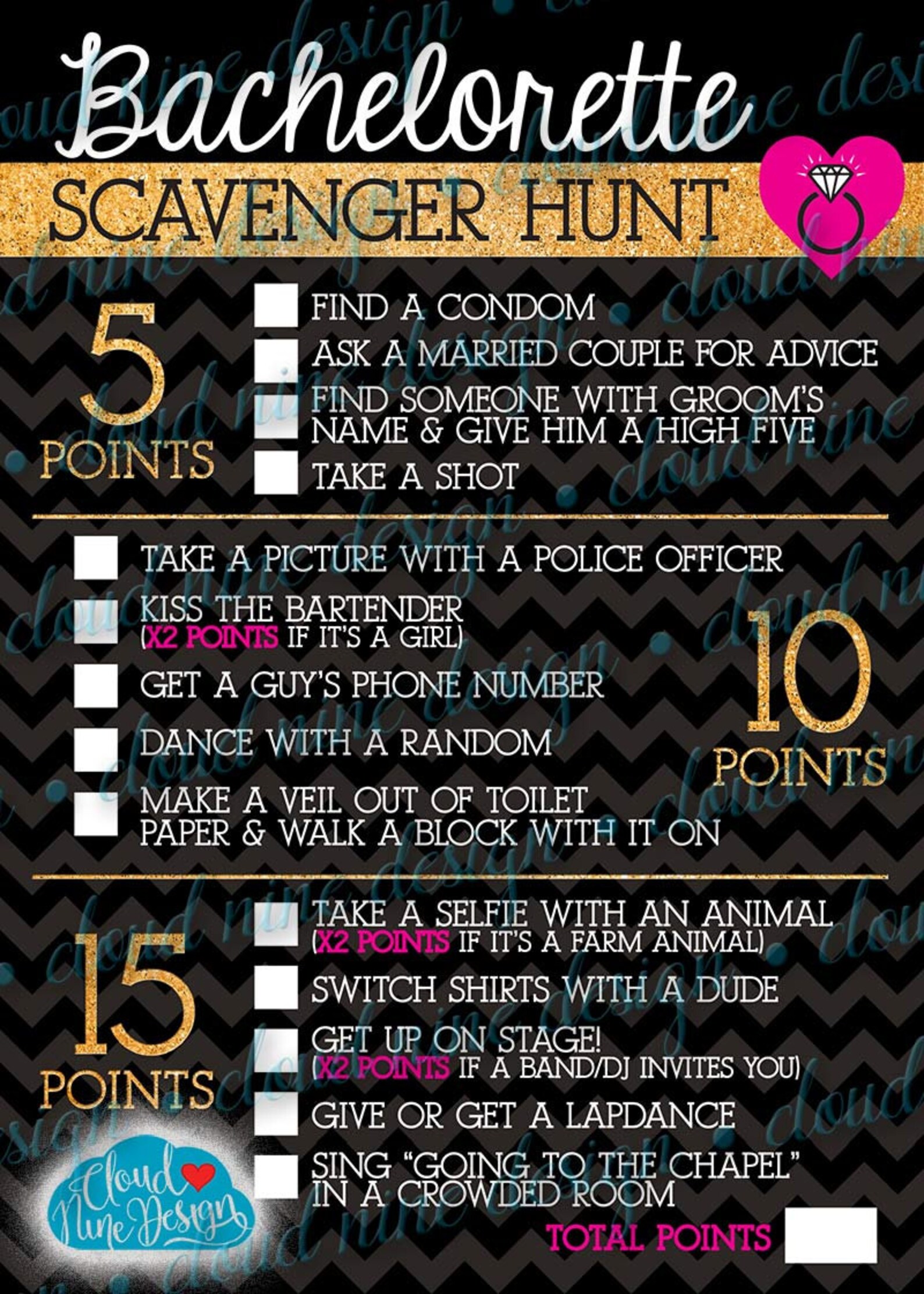 Bachelorette Party Game, Bachelorette Scavenger Hunt {instant Download
