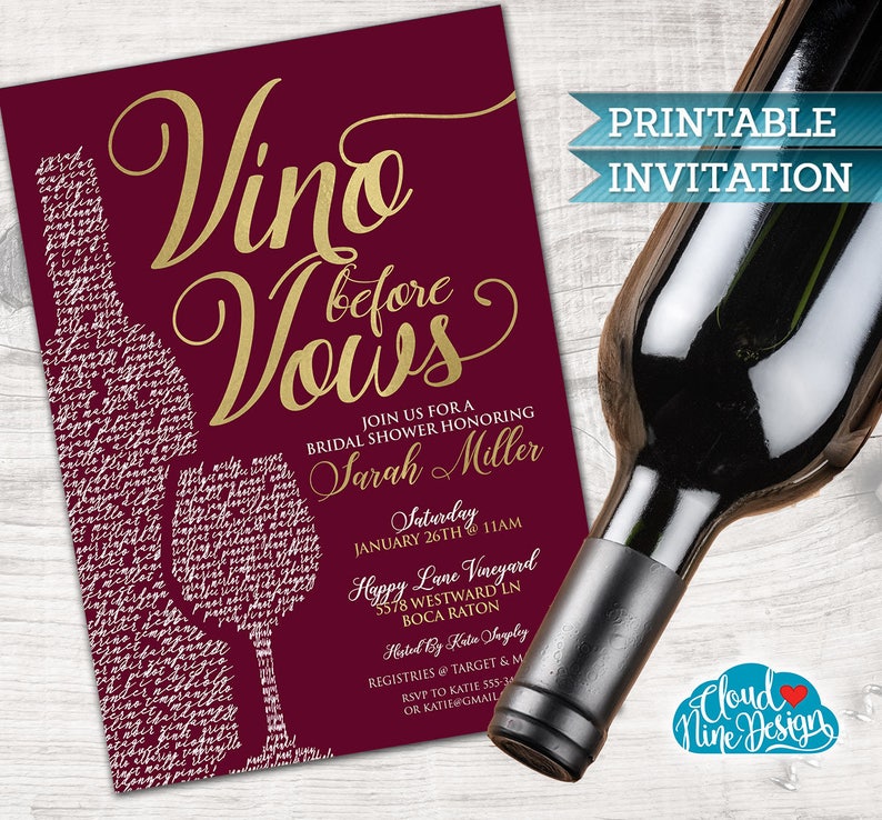 Bridal Shower Wine Tasting Party Vino Etsy