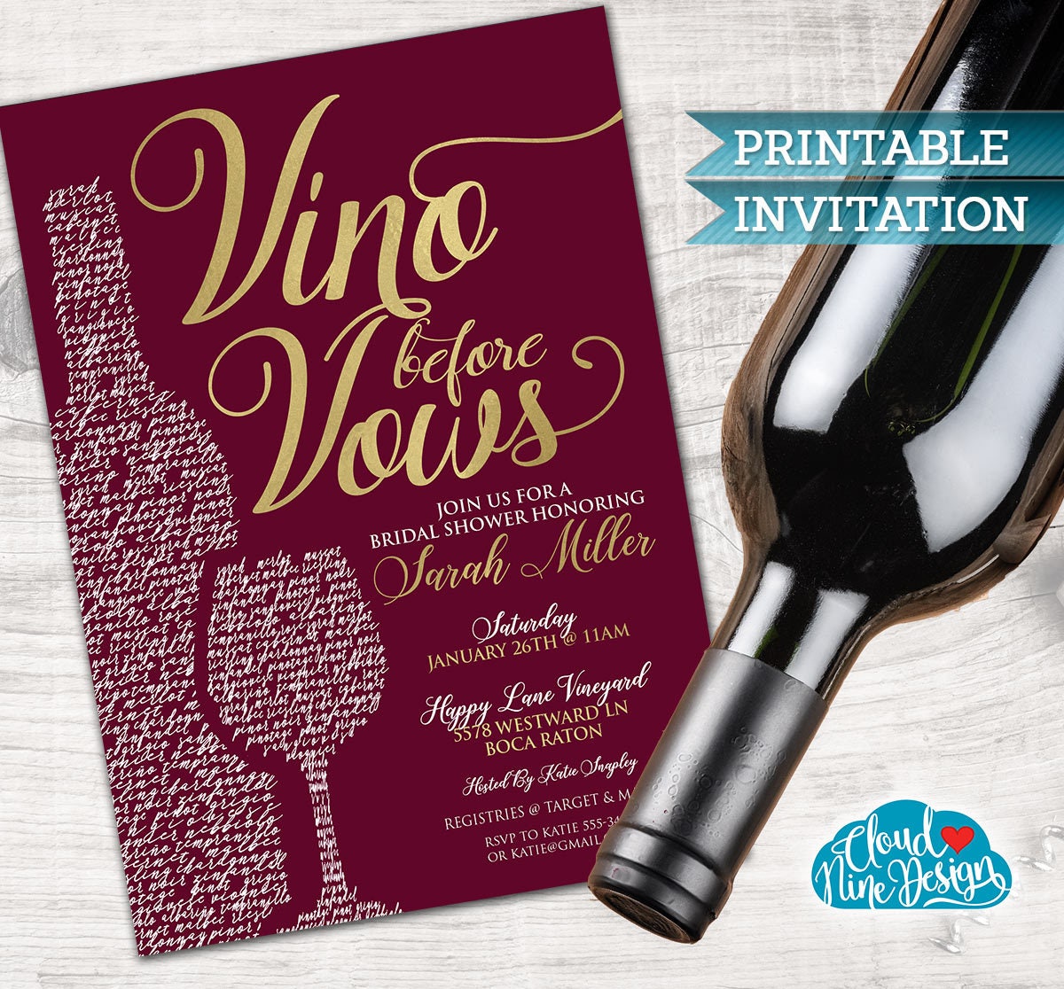 Bridal Shower Wine Tasting Party Vino Etsy