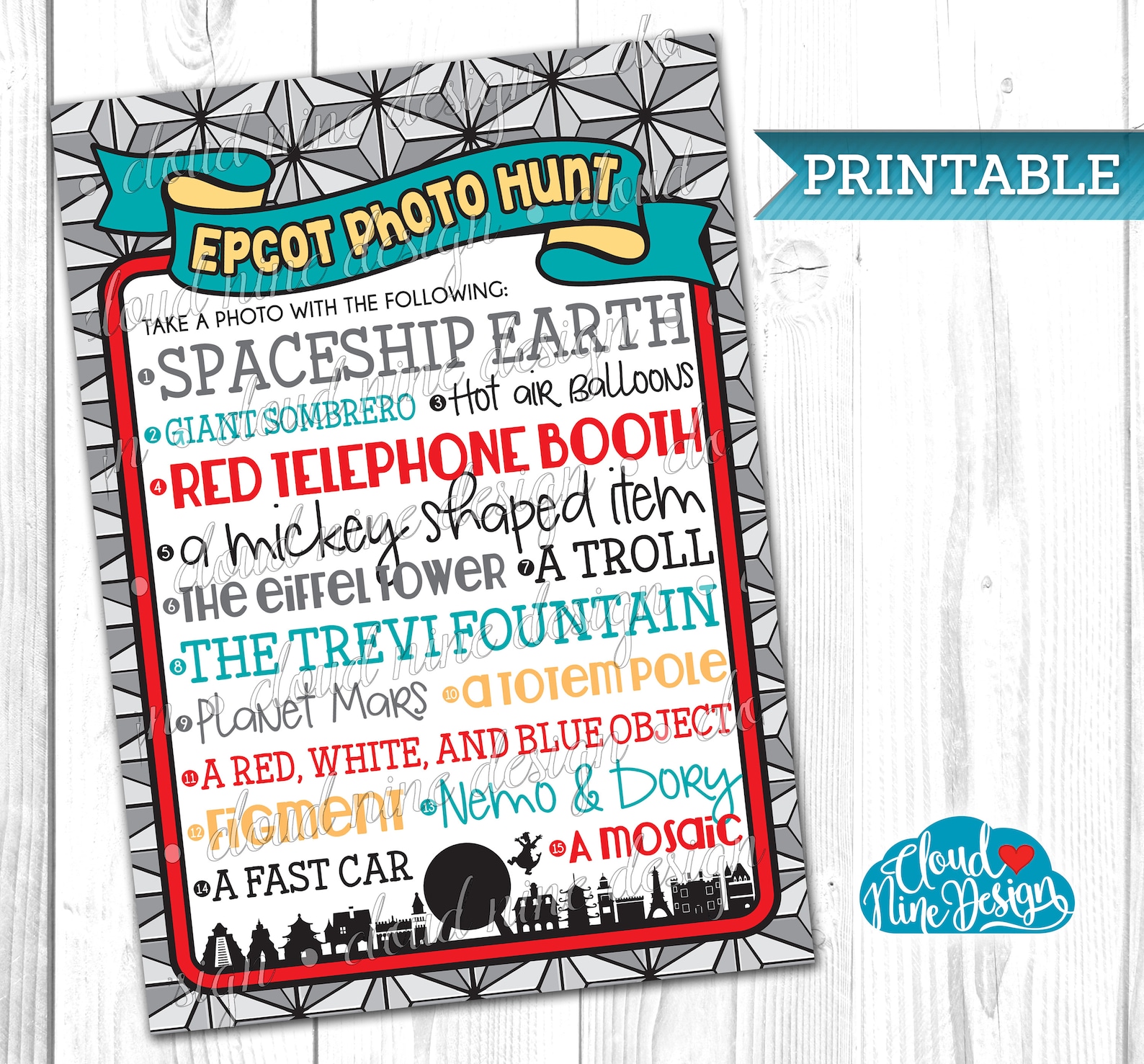 Epcot Scavenger Hunt Travel Photo Hunt Vacation Game - Etsy