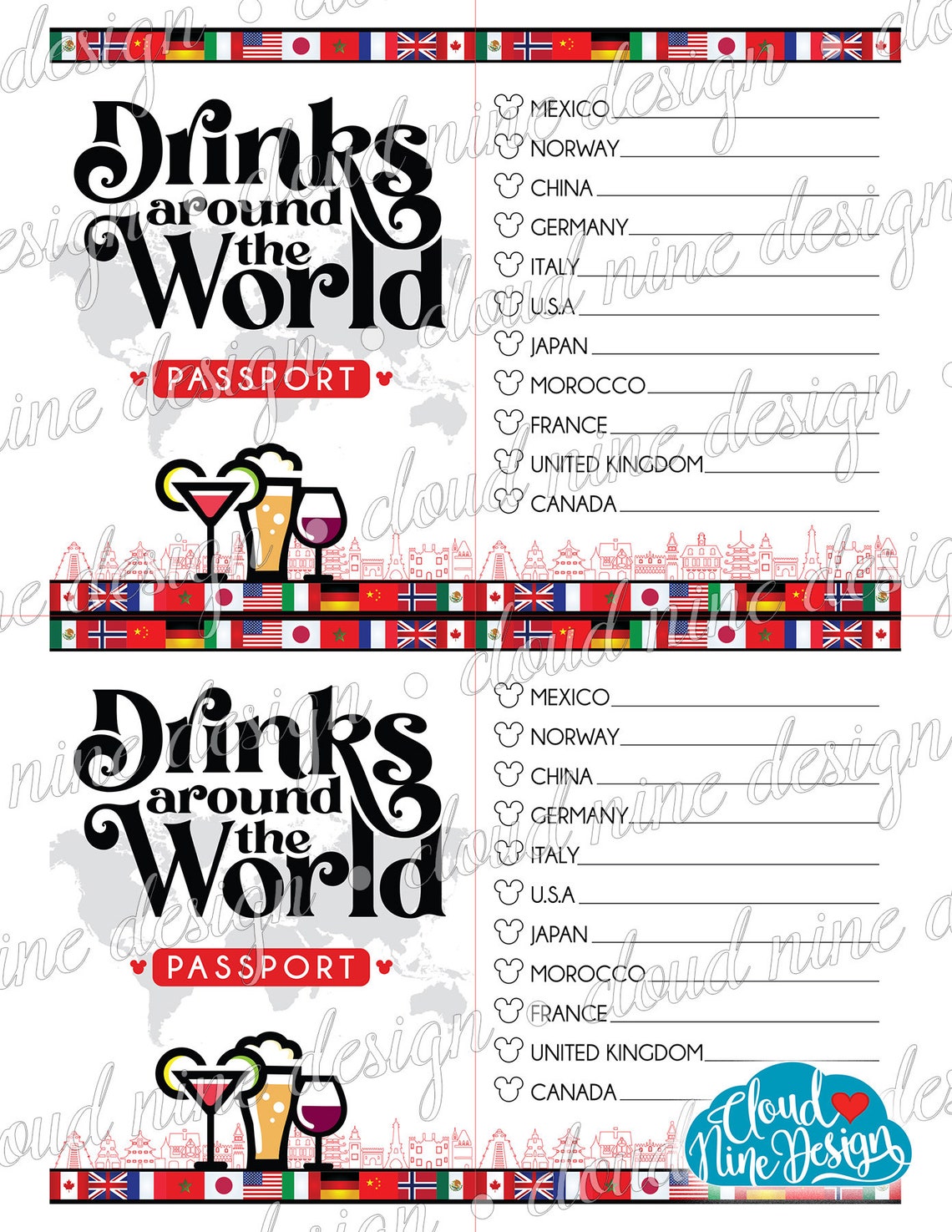 Drinking Around the World Passport for Epcot Day Drinking - Etsy