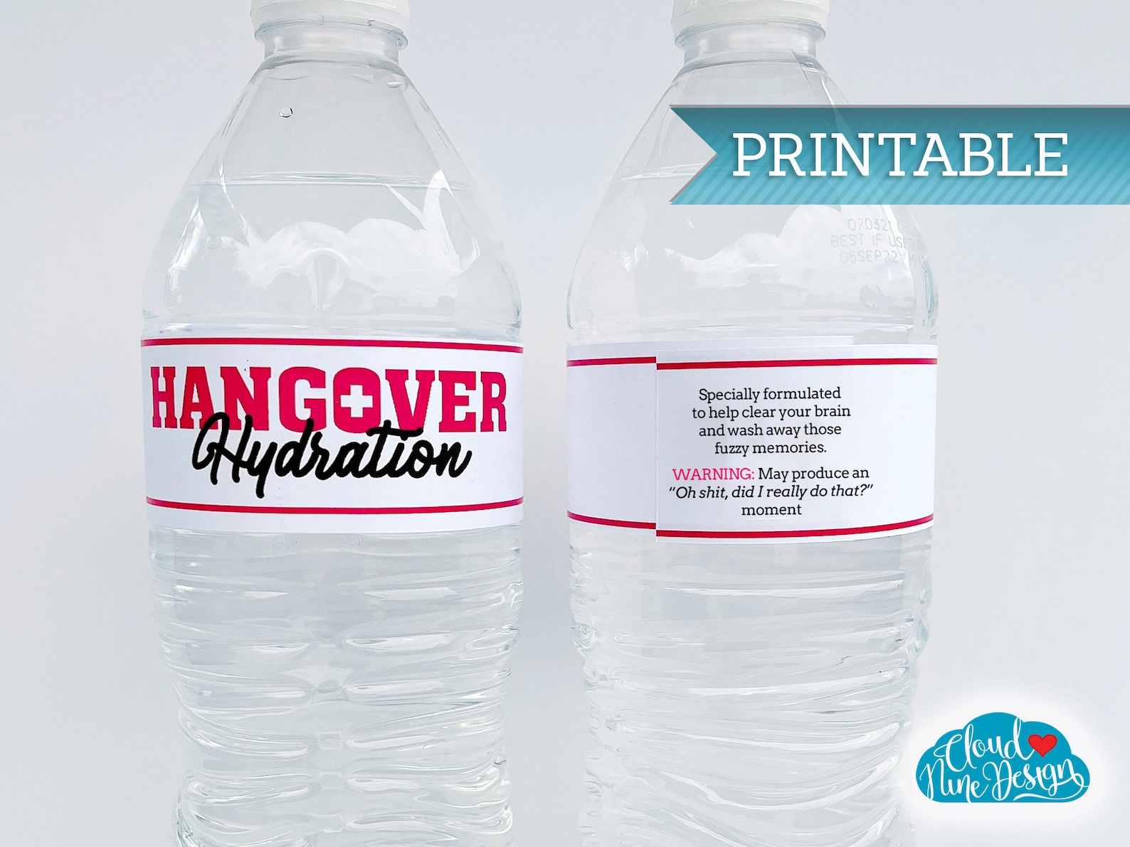HANGOVER Water Bottle Labels instant Download Hangover Etsy