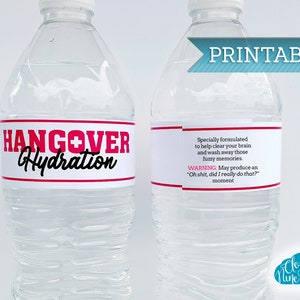 HANGOVER Water Bottle Labels {Instant Download} Hangover Hydration Printable DIY -Decor for Bride, Bridal Party -  Birthday Party  - Funny