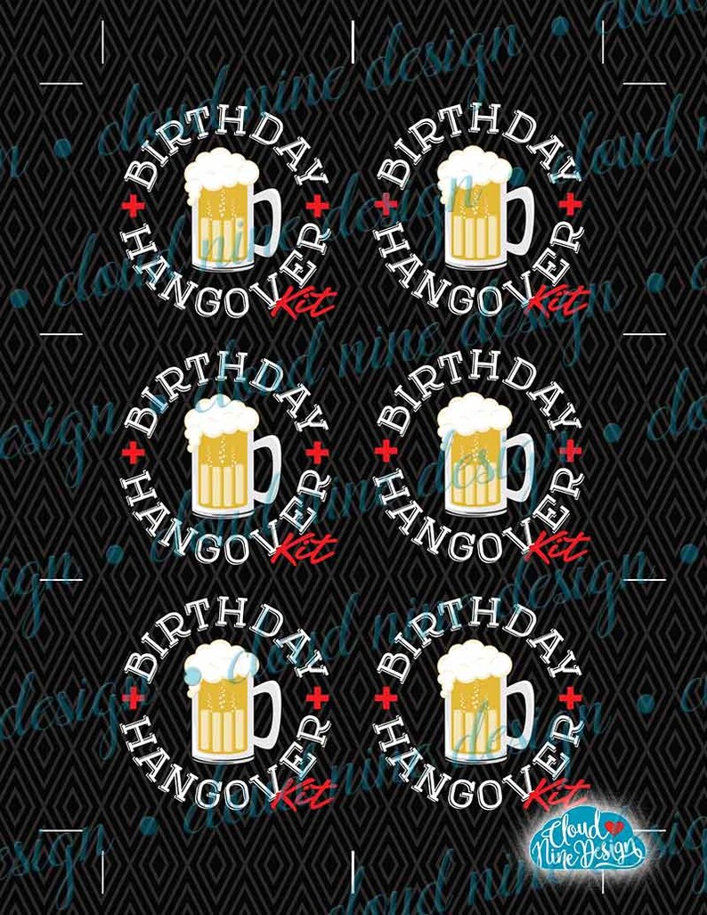 hangover kit sticker instant download printable party etsy