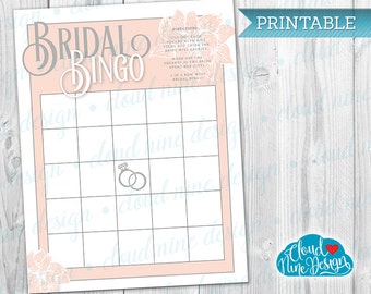 Bridal Shower Game -  Bridal Bingo - Instant Download, Pastels, Pink - PRINTABLE {Instant Download}