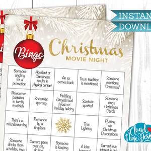Christmas Movie Bingo Game, Girls Night Christmas, 8 Different Bingo Cards, Cheesy Made For TV Movie Night Game, Christmas Party Game