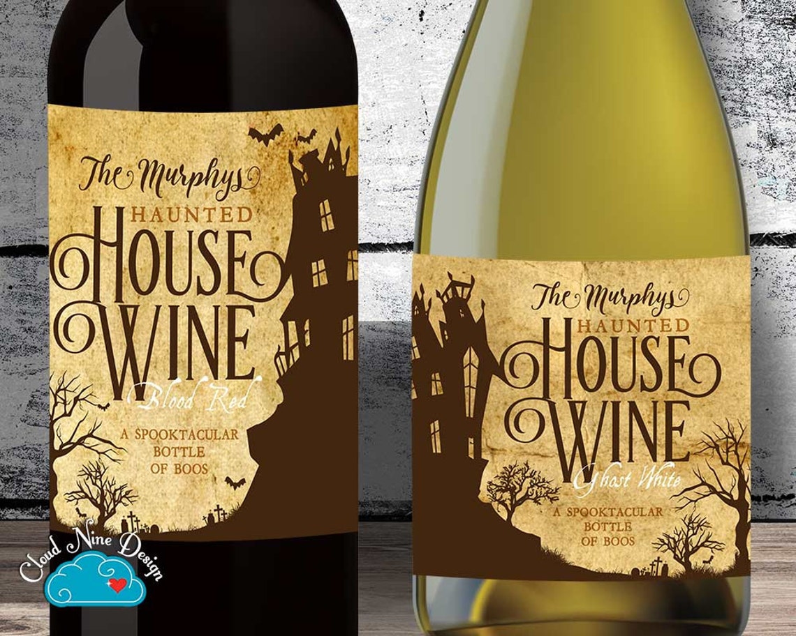 Halloween Wine Labels Set of 2 Personalized PRINTABLE | Etsy