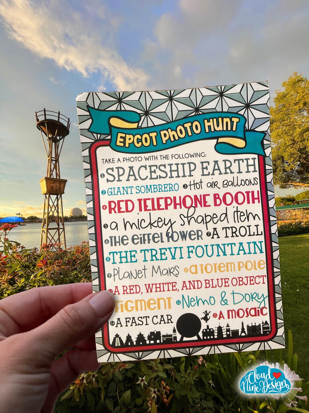 Epcot Scavenger Hunt Travel Photo Hunt Vacation Game Vacation Scavenger