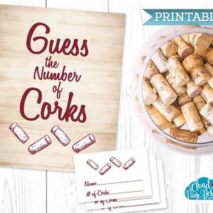 Guess How Many Corks - Bridal Shower Sign, Printable,  Bridal Shower Wine Tasting, Wine Tour, Wine Themed Wedding Shower