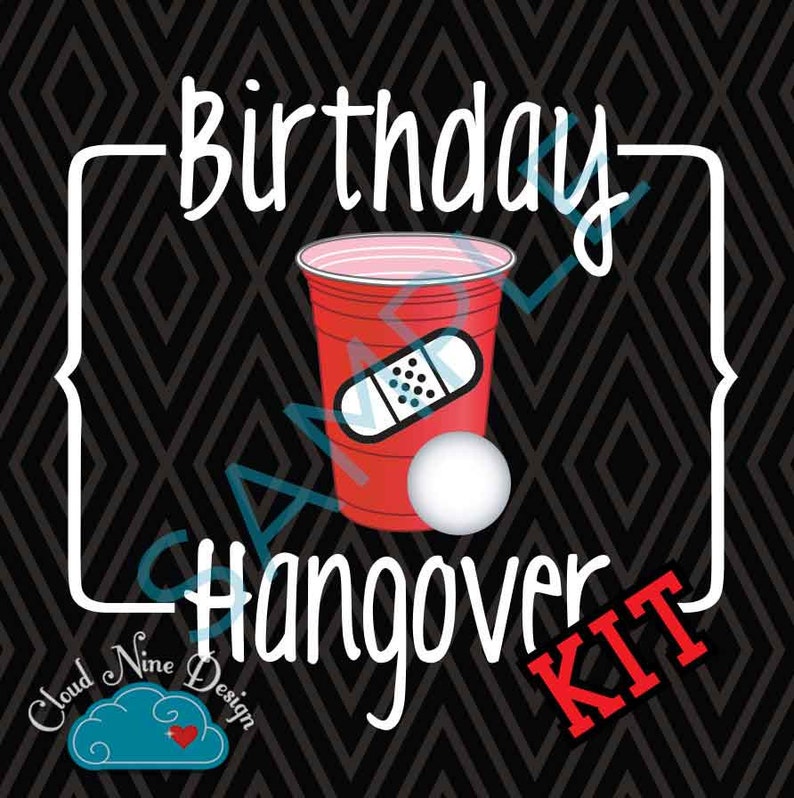 birthday hangover kit sticker instant download printable