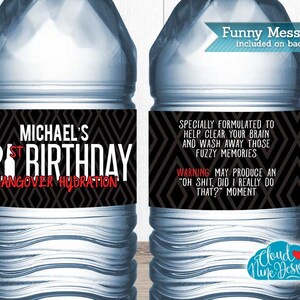 Etiquetas para botellas de agua para 21 cumpleaños - Cumpleaños de chicos - Cumpleaños de cerveza - {Descarga instantánea} Hidratación para la resaca, decoración imprimible para 21 cumpleaños