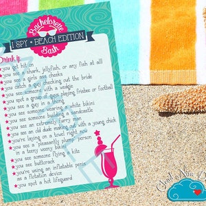 Vrijgezellenfeestspel I Spy Beach Edition {Digitale download} - Afdrukbaar strandspel voor de bruid & bruidsfeest - DIY - Strandfeest