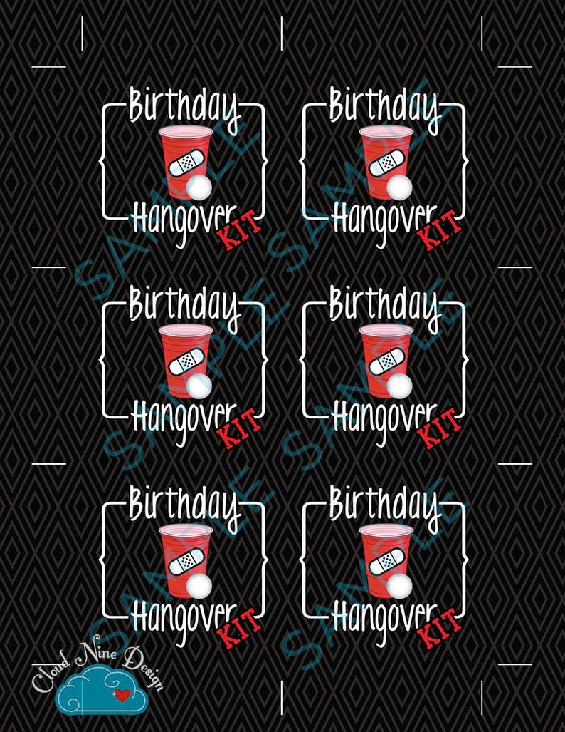 Birthday Hangover Kit Sticker Instant Download Printable | Etsy