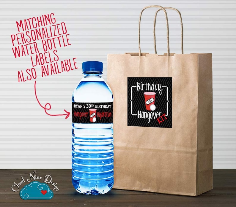 birthday hangover kit sticker instant download printable