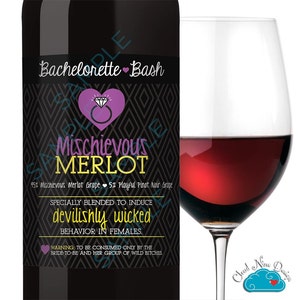 Vrijgezellenfeest wijnetiket {Instant Download} - Ondeugende Merlot afdrukbare DIY - Decor voor bruid - Bruidsfeest