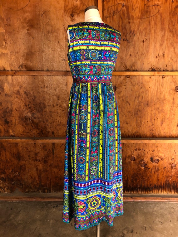 Vintage 60s Day Glo Psychadelic Empire Waist Maxi… - image 8