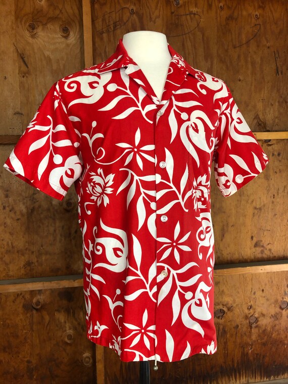 Vintage 60s Paradise Hawaii Brushed Cotton Aloha … - image 2