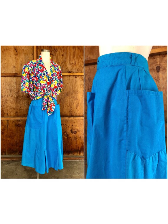 Bright Aqua Blue Cotton Skirt