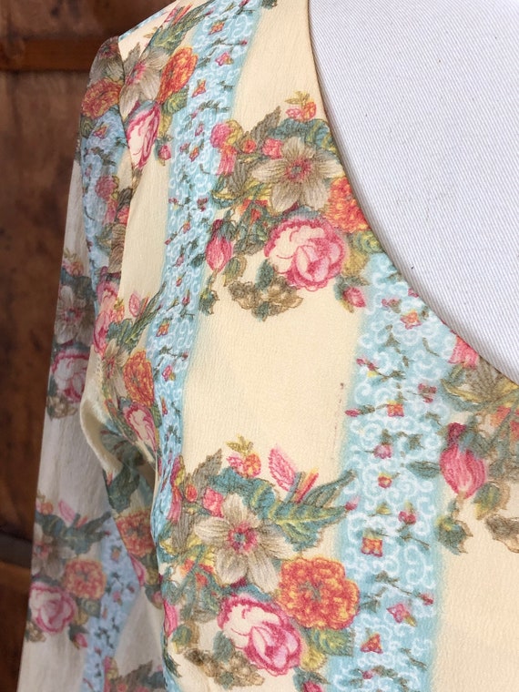 Vintage 70s Cream Floral Chiffon Maxi Dress - Gem