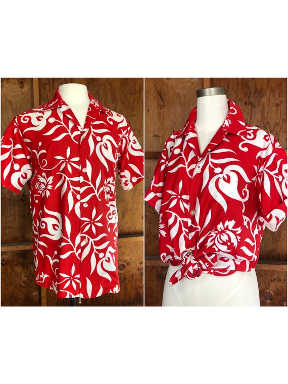 Vintage 60s Paradise Hawaii Brushed Cotton Aloha … - image 1