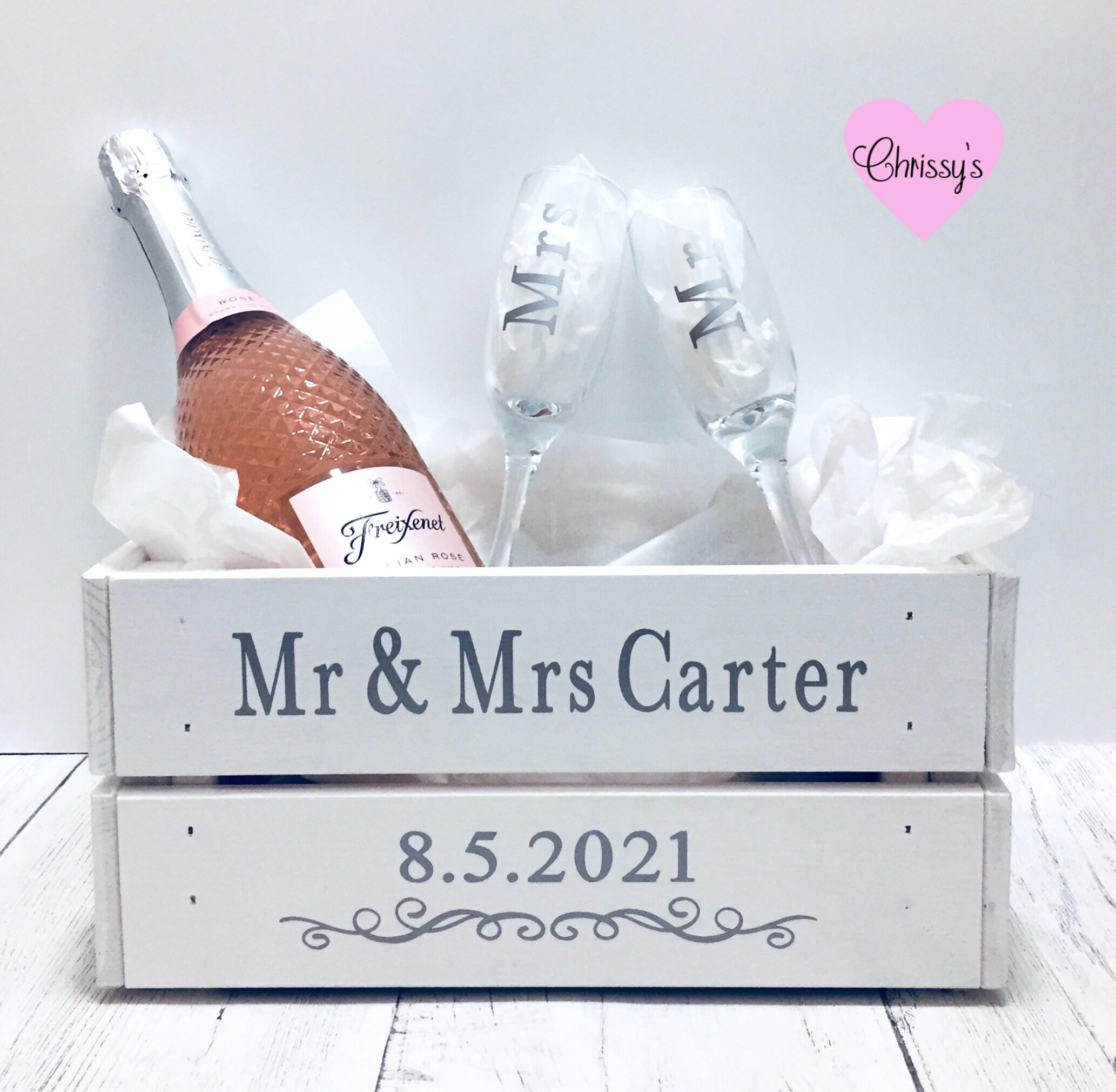 Personalised Mr & Mrs Wedding Gift Crate. Gift Hamper Box. Etsy UK
