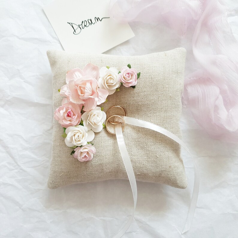 Ring holder Ring bearer pillow Blush Wedding ring pillow Blush Ring pillow with flowers