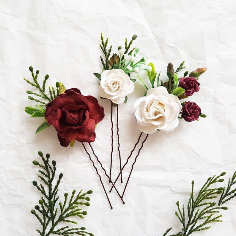 Burgundy flower headpiece Bridal Burgundy headpiece Burgundy Etsy