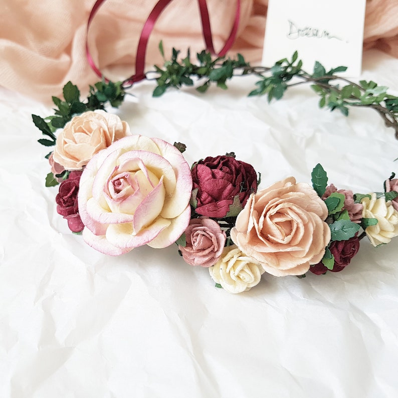 Blush Dusty rose burgundy bridal headpiece Dusty pink burgundy Etsy