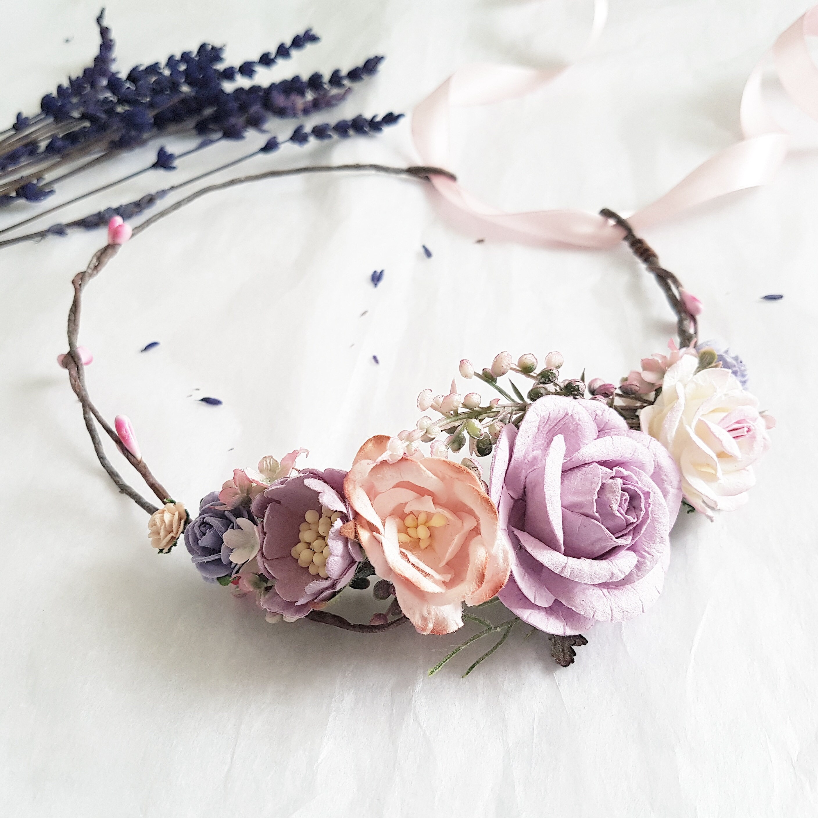 Wedding Lavender Flower Crown Bridal Lavender Flower Crown | Etsy