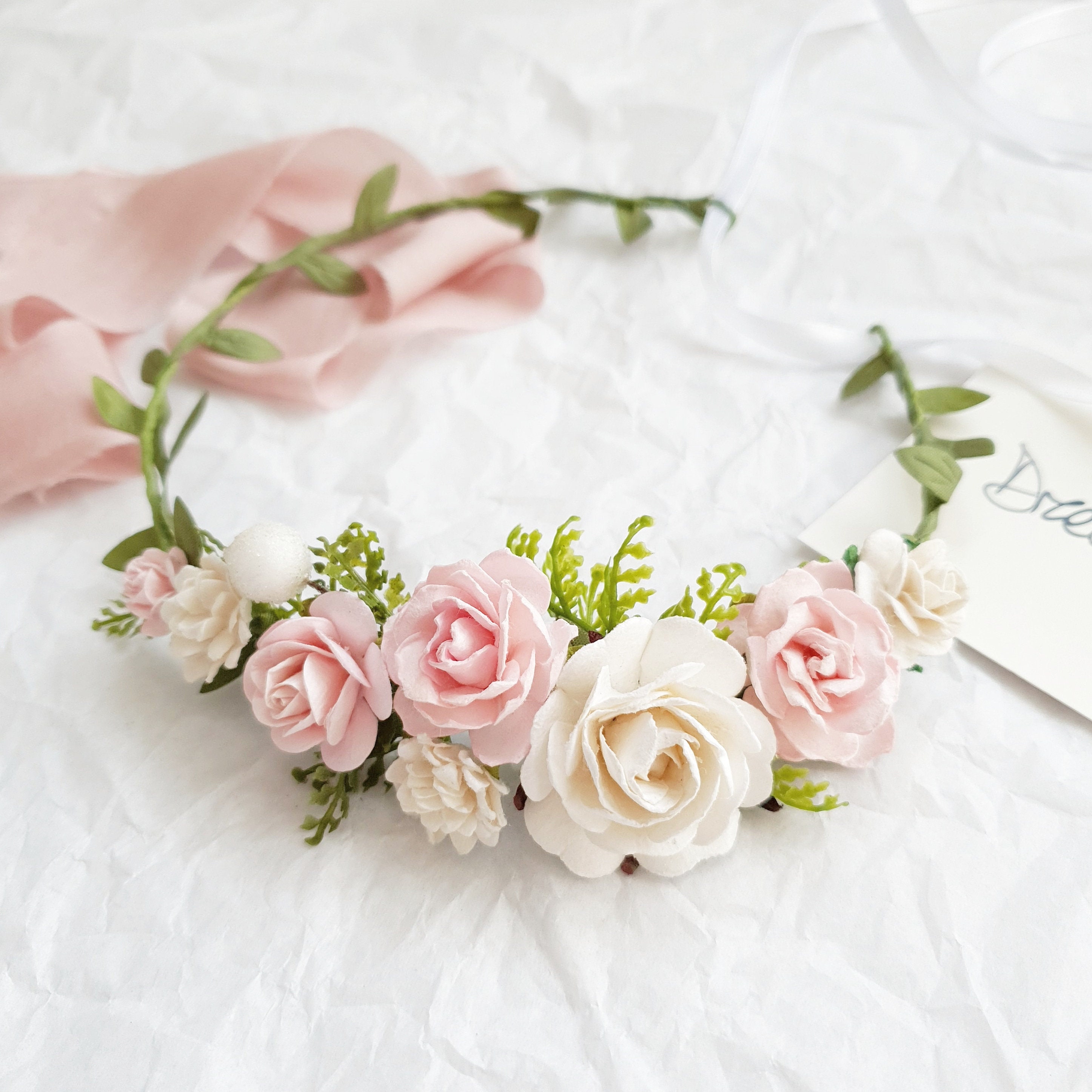 Baby pink flower crown Child flower crown Child flower Etsy