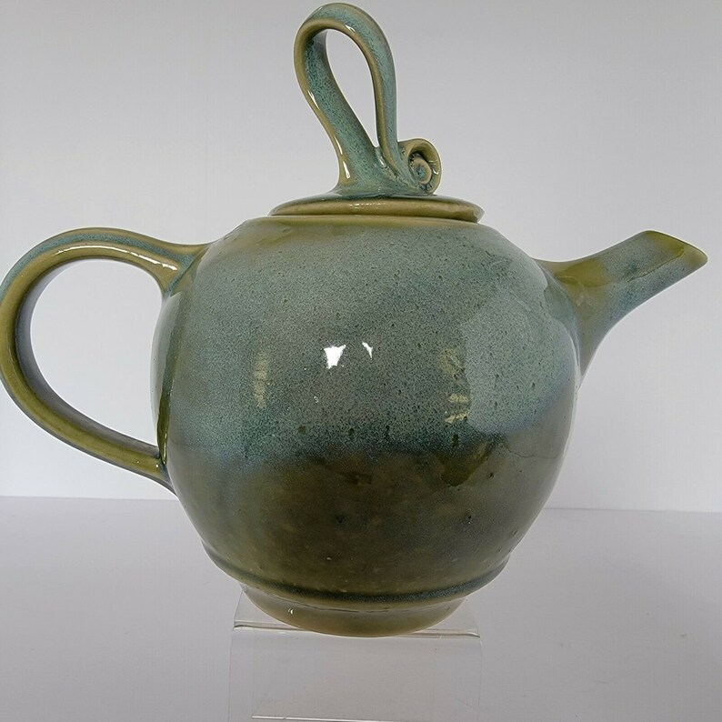 Colm De Ris Blue Green Ceramic Art Pottery Teapot Tea Pot Ireland Irish