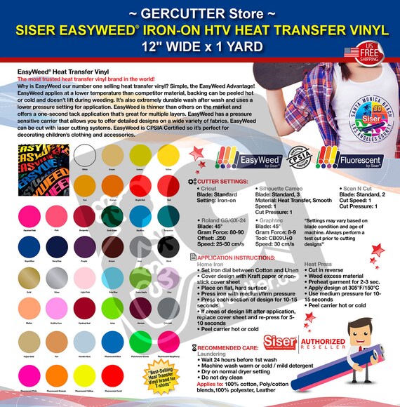 Siser EasyWeed (HTV) Heat Transfer Vinyl 12 Width Sold By The