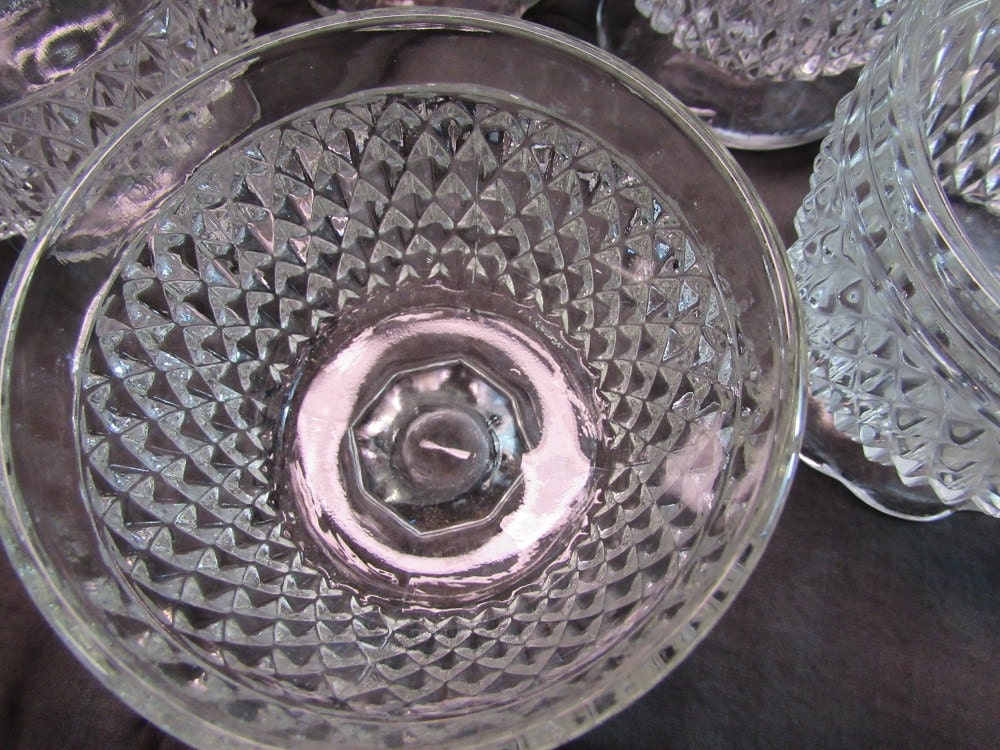 Vintage Indiana Glass Diamond Point Bowls, Set of 6 - Etsy