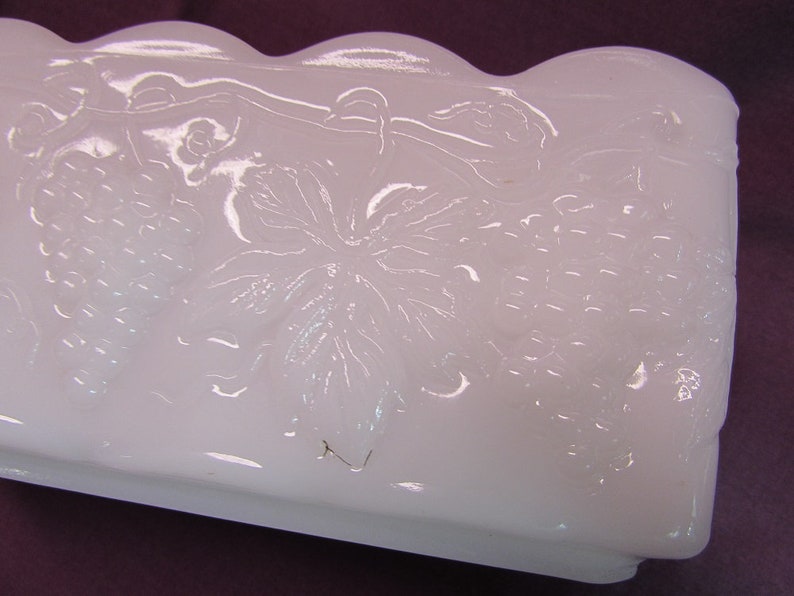 Anchor Hocking Fire King White Milk Glass Planter With Grape Design Etsy