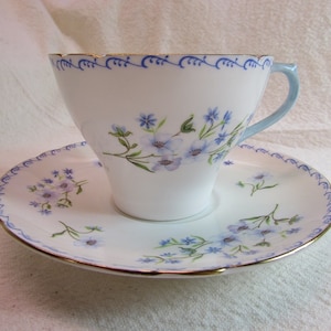 Charming Shelley Blue Rock Tea Cup and Saucer