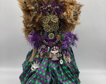 Original Mardi Gras MisChief Doll MisChief Harlequin Jester Artdoll by Connie Born