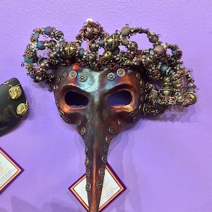 Original Mardi Gras MisChief Masquerade Steampunk  Raku Mask by Connie Born & KLH Pottery