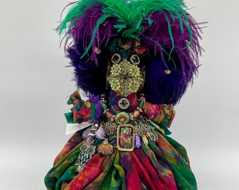 Original Mardi Gras MisChief Doll MisChief Lady Kaleidoscope Artdoll by Connie Born