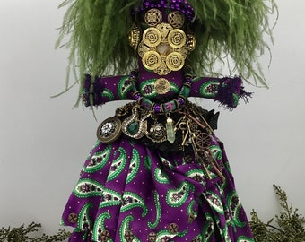 Original Mardi Gras MisChief Doll Lady Paisley Steampunk by Connie Born New Orleans