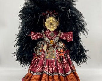 Original Mardi Gras Mischief Doll Tribal Spirit  Artdoll by Connie Born