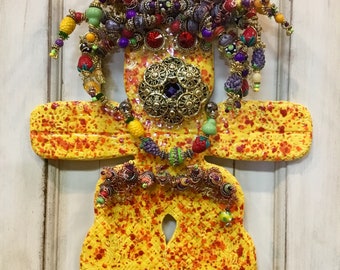 Original Mardi Gras MisChief Rudy Tutti Fruitti Ceramic Artdoll Series  by Connie Born