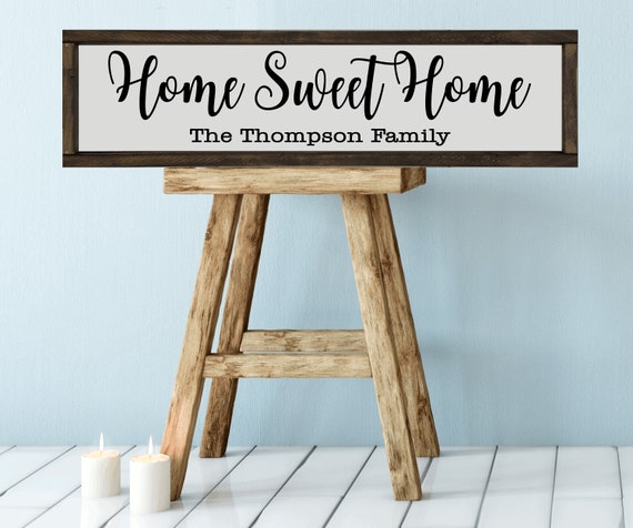 Personalized Home Sweet Home Sign Farmhouse Decor Wooden Etsy