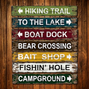 Rustic wooden signs, custom handmade hanging wall decor sign, cabin lodge lake home gift for him or her.