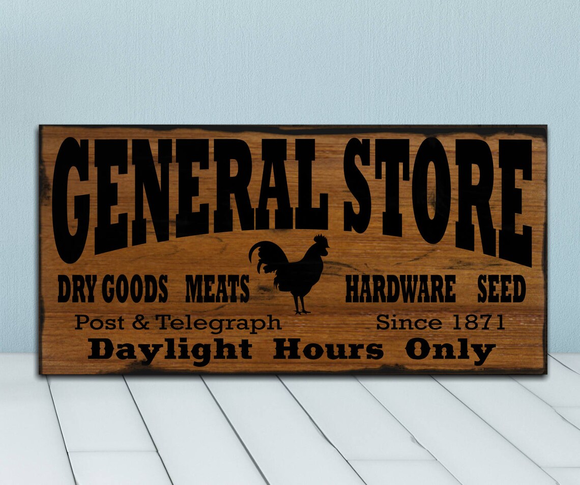 General Store Sign Rustic Distressed Stained Wood Handmade Etsy