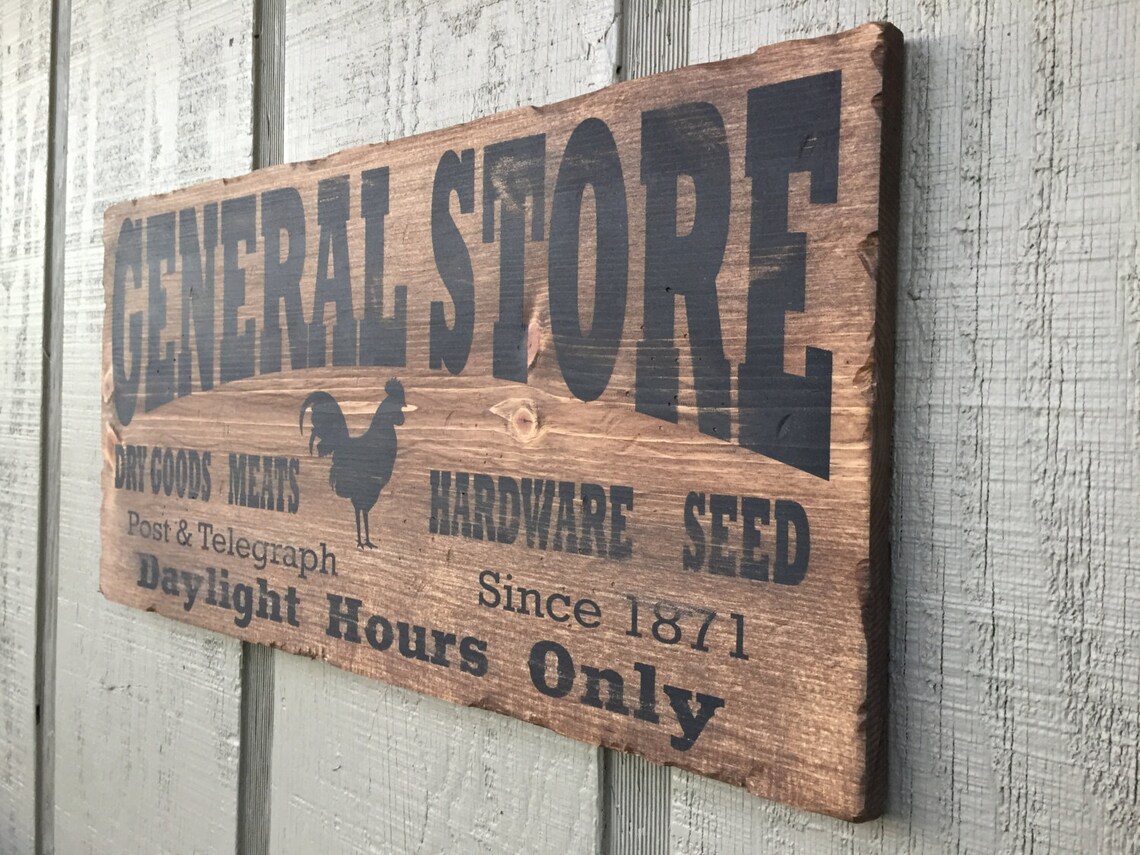 General Store Sign Rustic Distressed Stained Wood Handmade Etsy