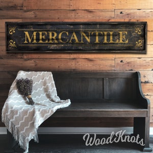 Mercantile sign large framed with rustic old look, handmade general store business or home decor sign, great conversation piece or gift item