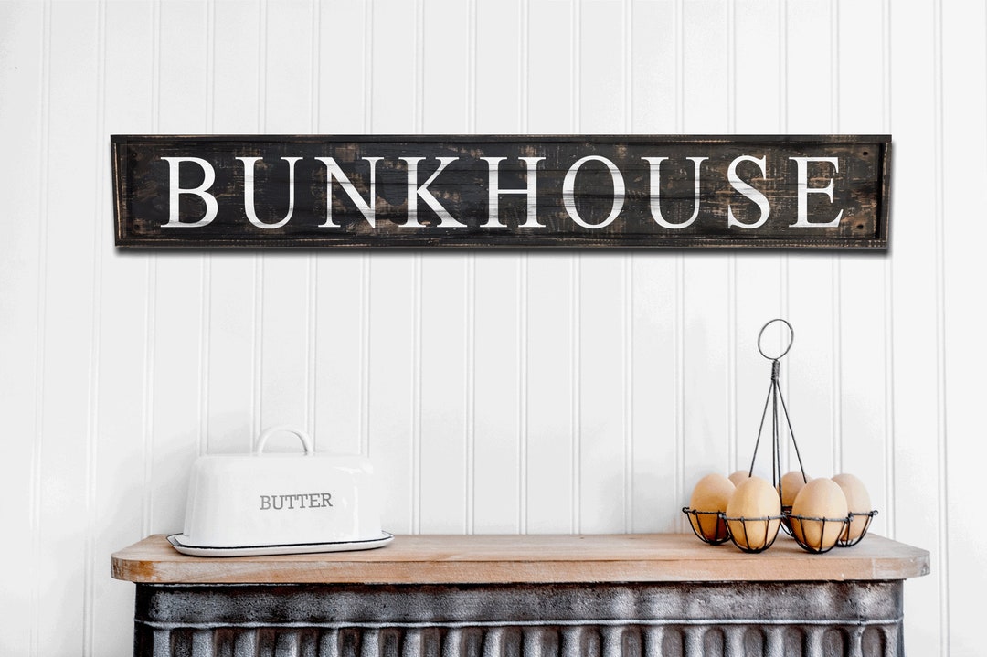 Rustic Bunkhouse Sign, Handmade Distressed Wooden Home Decor Kitchen