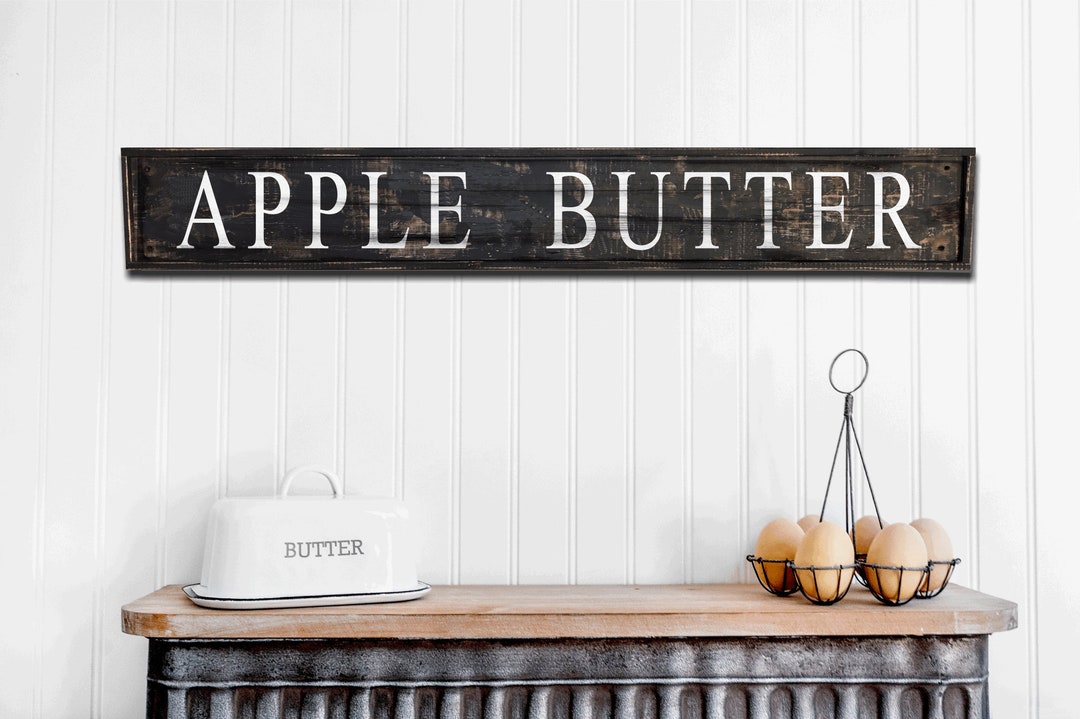 Apple Butter Sign: Handmade Distressed Wood, Farmhouse Kitchen Decor - Etsy